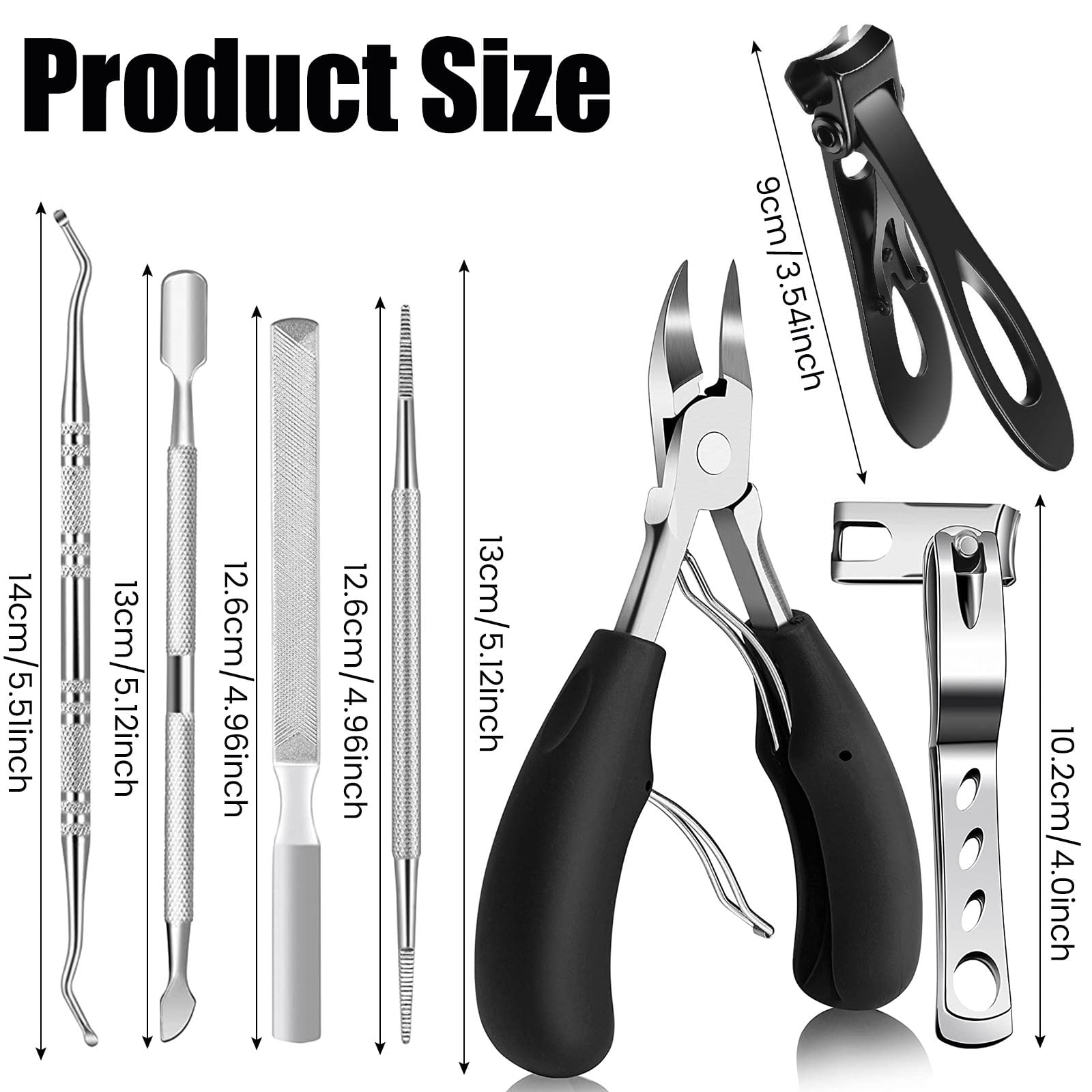 Ingrown Toenail Clippers Kit Stainless Steel Ingrown Toenail Removal Kit Professional Toenail Clippers Set for Ingrown and Thick Nail Toe Nail Cutter for Adults and Seniors