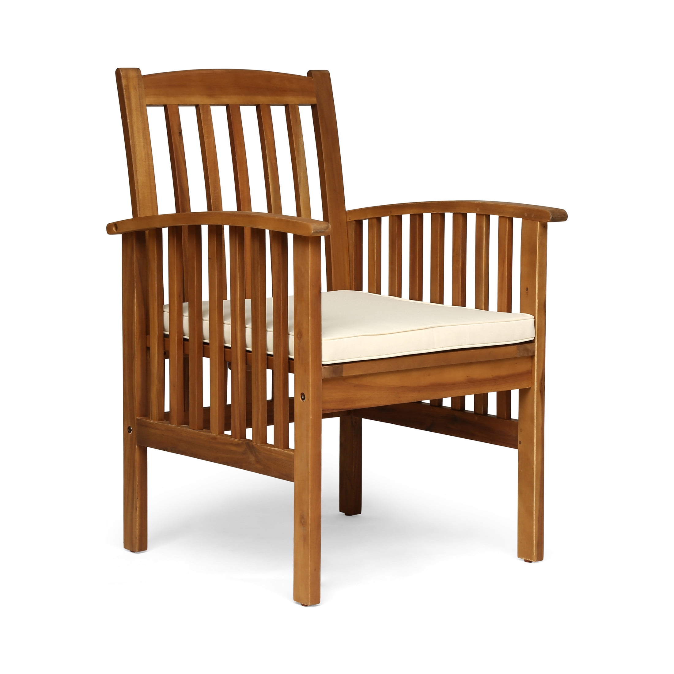 Christopher Knight Home 7-Piece Outdoor Patio Slatted Dining Set with Cream Cushions for Garden, Brown