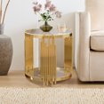 thumbnail image 3 of LoLado Modern Round Glass End Table,20" Sofa Side Table with Gold Stainless Steel Frame and Clear Glass Top,Tea Table,Luxury Square 2-Tier End Table with Storage Shelves,Clear, 3 of 9