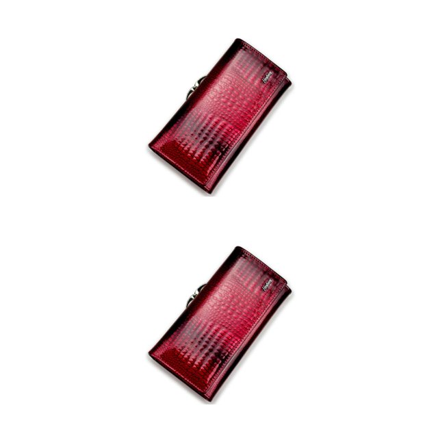 QualitChoice 1/2/3/5 Long Wallet Leather for Zipper Closure Coin Pocket Money Storage Purse Credit Debit Card Holder Bag Handbag Billfold Wine Red 2PCS