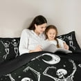 thumbnail image 5 of jejeloiu Vintage Skeleton Full Comforter Set Boho White Black Microfiber Reversible Bedroom Decor For Adults 3pcs, 5 of 8
