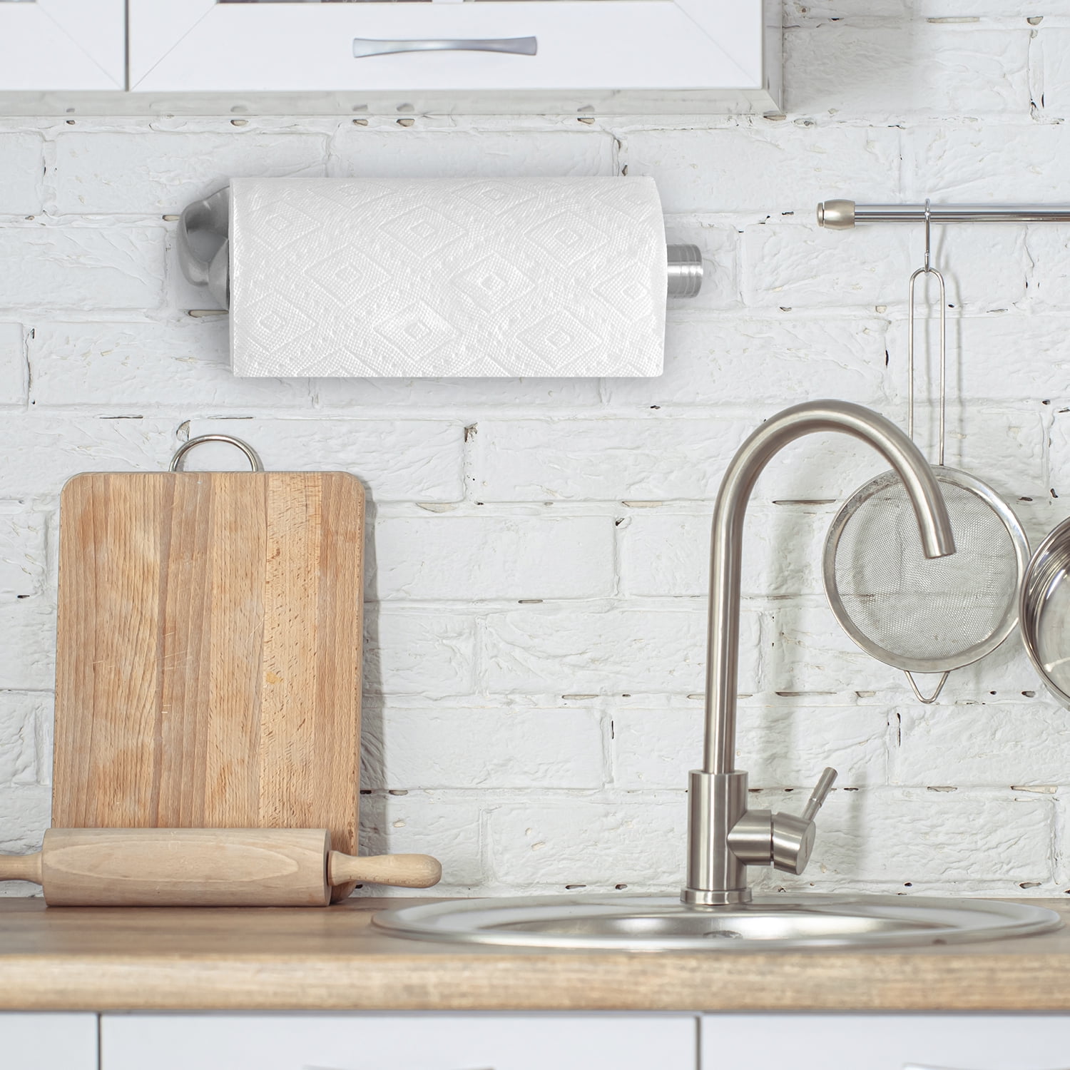 Stainless Steel Wall Mount Paper Towel Holder - One Handed Tear Wall Mounted & Under Counter Paper Towel Holder Dispenser