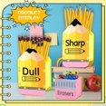thumbnail image 4 of Wooden Pencil Shaped Desk Organizer Dispenser Holder for Classroom Teacher School Supplies and Stationery Storage, 4 of 7