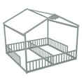 thumbnail image 5 of Aukfa Double Twin Bed Frame for 2 Kids Toddlers, Two House Bed with Fence, Two Shared Beds, Gray, 5 of 8