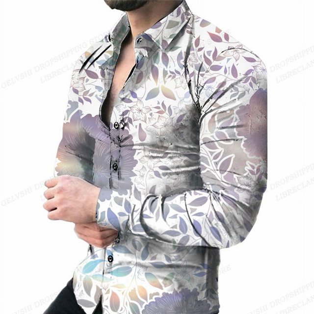 Camisas de leopardo de lujo para hombre, camisas de moda, camisas hawaianas de manga larga, blusas de playa con cadena dorada, ropa para hombre, Camisa Voion para hombre
