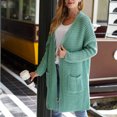 thumbnail image 2 of Mujeres Cardigan Suéteres Moda Casual Otoño Invierno Desplazamientos Suelto Color Puro Frente Abierto Suéter De Punto Grueso Verde S, 2 of 6