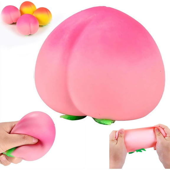 Peach Squishies Toy, Slow Rising Stress Relief Toy, Realistic Peach Shaped Fruit Squeezable Balls, Soft Flexible Fidget Toys Decompression Gift for Adults By EKIDAZB