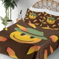 thumbnail image 3 of Ambesonne Emoji Fitted & Top Sheet Set with Shams, Oktoberfest Traditional Fall, Umber Mustard, 3 of 5