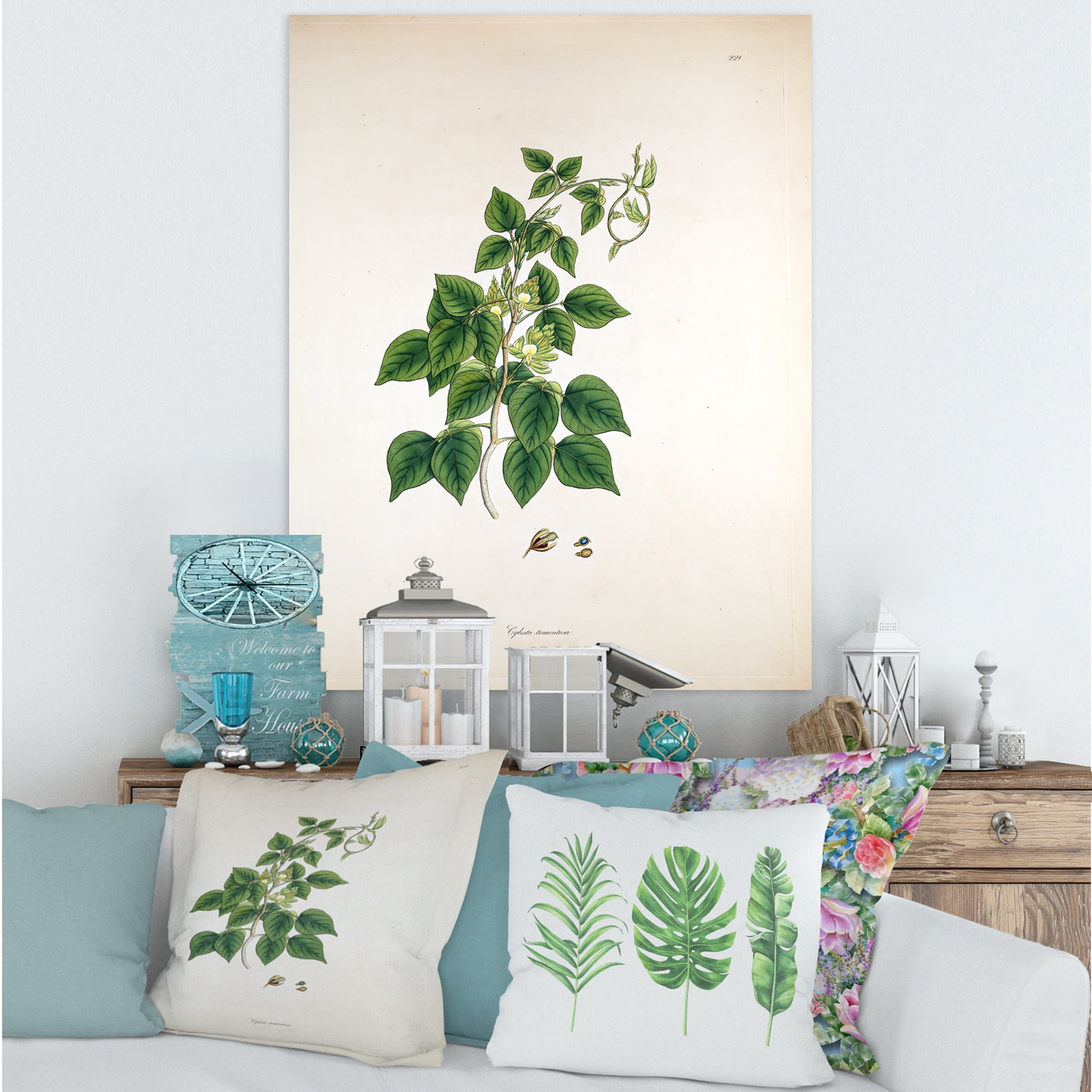 Designart ' Ancient London Plants VIII ' Farmhouse Canvas Wall Art Print