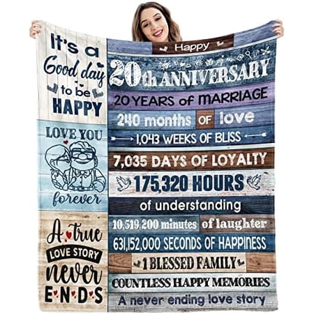 20th Anniversary Wedding Gifts for Him Her 20th Anniversary Blanket Gifts for Couple Women Men 20 Year Anniversary Wedding Gifts for Wife Husband Best Anniversary Blanket Present