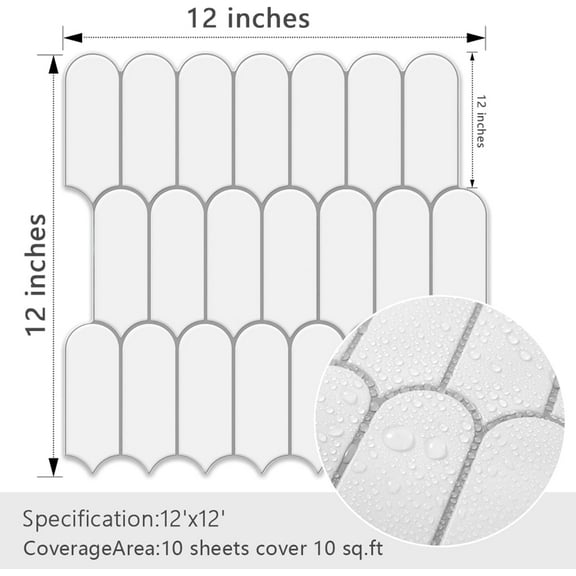 Upgraded Thicker Design Peel and Stick Backsplash Tile, 10-Sheet Green Self Adhesive Vinyl Wall Tiles, Stick on Backsplash for Kitchen, Bathroom,RV