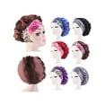 thumbnail image 4 of Women Satin Night Beauty Salon Sleep Cap Cover Hair Bonnet Hat Silk Head Wide Elastic Hair Chemo Cap, 4 of 5