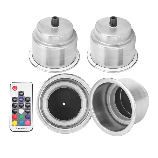 Soporte de Copa de Bebida DC 12V 4pcs, Portavasos RGB Anti-Slip, Modificación de Camiones de Acero inoxidable para Barcos Yates RV
