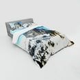 thumbnail image 3 of Ambesonne Nature Bedding Set 3 Pcs, Mediterranean Snowy Peak, Twin, Brown Blue White, 3 of 3