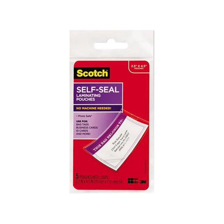 UPC: 0021200509896 | LS853-5G Scotch Self-Sealing Laminating Sheets  12.5 mil  2 13/16 x 4 9/16  Luggage Tag Size  5
