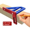 thumbnail image 2 of Regla de medición para carpintería, herramienta de medición de aleación de aluminio para ingeniero carpintero, transportador cuadrado de trazador triangular de 45/90 grados, 2 of 8