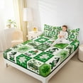 thumbnail image 4 of Manfei Lucky Four Leaves Clover Full Size Sheets,Cute Cartoon Gnome Bed Sheets,St.Patrick Day Checkered Sheet Sets For Girls Kids,Microfiber Bedroom Decor,4-Piece, 4 of 7