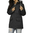 thumbnail image 6 of Women's Waterproof Windproof Rain Jacket Hooded Loose Fit Coat With Pocket Outdoor Casual Jacket Raincoat for Hiking Travel | CSEONE,Black XL, 6 of 9