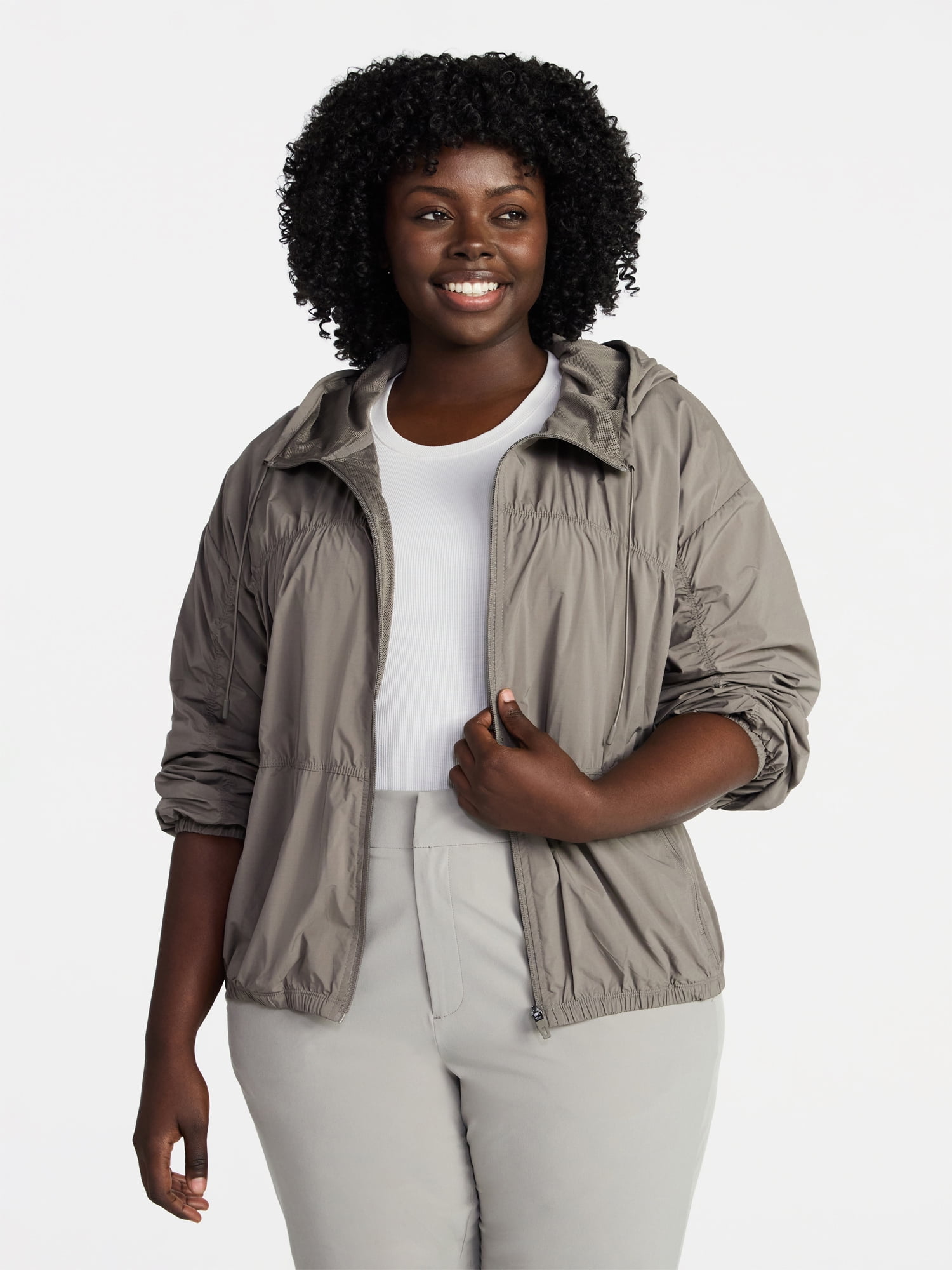 Avia Women's Ripstop Zip Jacket with Hood, Lightweight, Sizes XS-XXXL