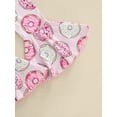 thumbnail image 4 of Canrulo Toddler Baby Girls Birthday Outfits Two Sweet Short Sleeve T-Shirt Donut Shorts Flare Pants 3pcs Summer Clothes White Pink 18-24 Months, 4 of 7
