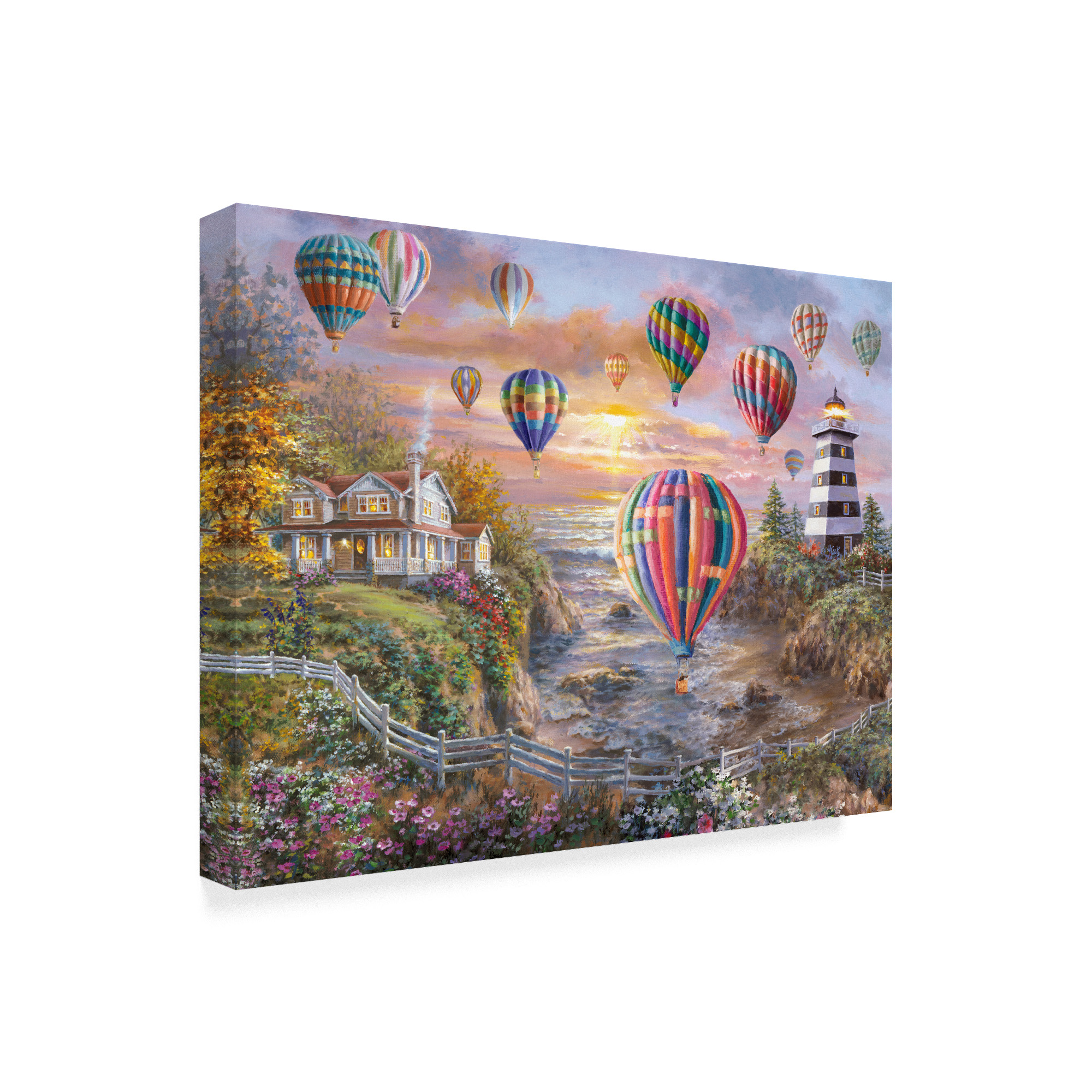 Trademark Fine Art 'Balloons Over Cottage Cove ' Canvas Art by Nicky Boehme