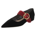 thumbnail image 2 of YDN Women Elegant Single Buckle Strap Mary Janes Pointed Toe Block Low Heel Ballet Flat Shoes Daily Dancing Prom Size 13 Black, 2 of 4
