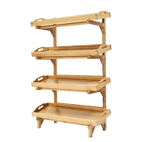 4-Tier Storage Rack Shelf Garage Storage Organizer Furniture with Removable Tray