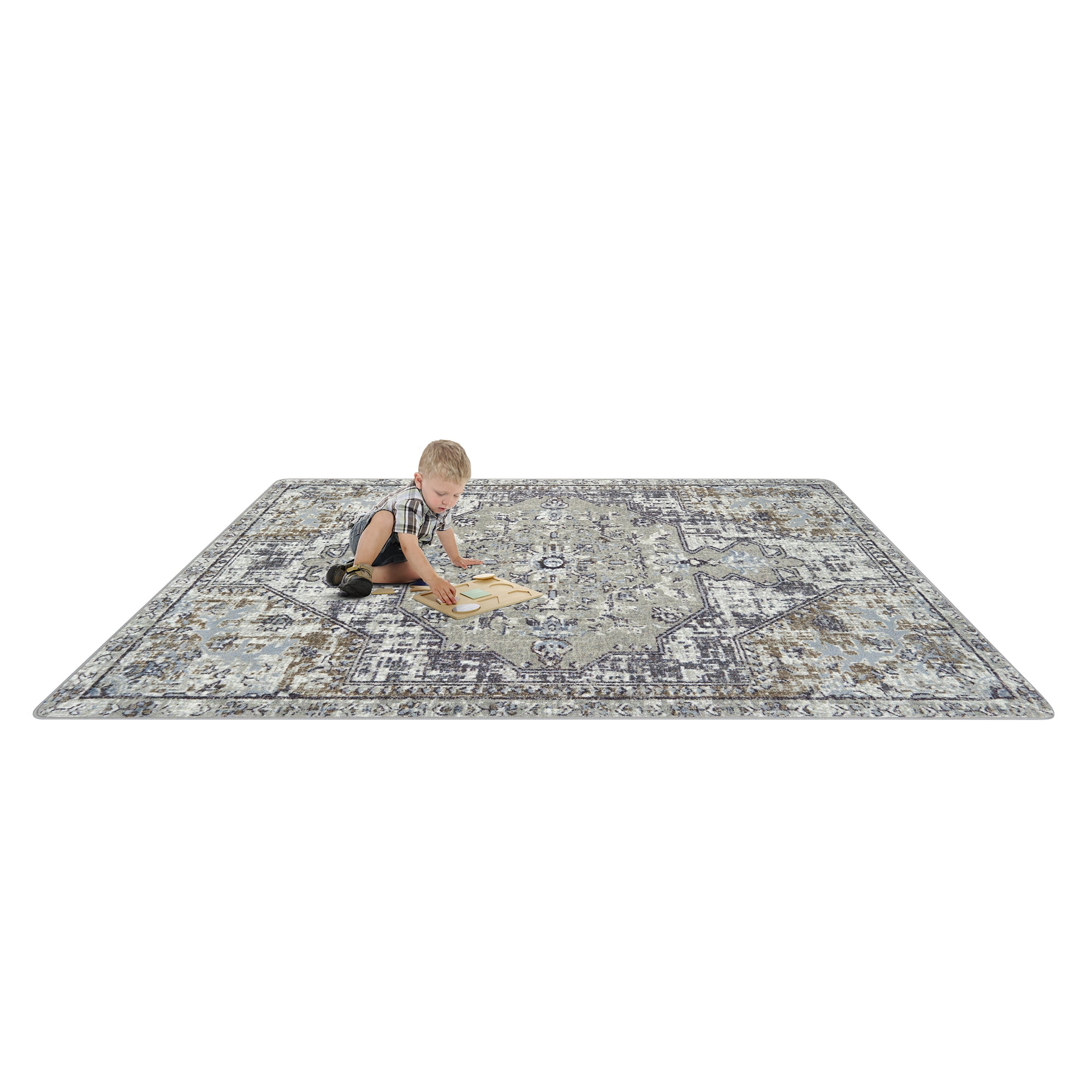 Joy Carpets Canyon Tapestry 7'8" x 10'9" Indoor Area Rug in Color Twilight