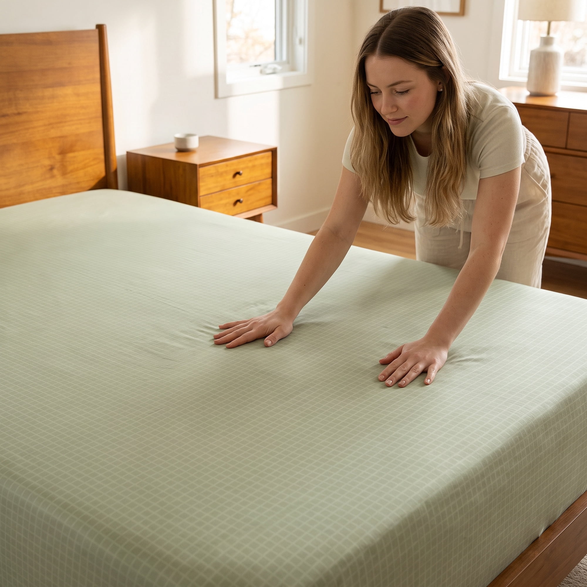 Unique Bargains Microfiber Gauze Bed Sheet Breathable Flat Sheet Light Green 96"x106"