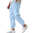 thumbnail image 2 of Dwellite Men Casual Linen Jogger Pants Relaxed Fit Trousers Elastic Waist Drawstring Sweatpants with Pockets Light Blue M, 2 of 7