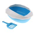 thumbnail image 1 of Caja de arena para gatos de color , bandeja para inodoro, bandeja vallada con pala Azul jinwen Bandeja de arena para mascotas, 1 of 7
