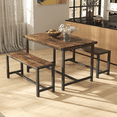 thumbnail image 4 of 3 Piece Kitchen Table Set,4 Person Dining Table Set with Bench,Space Saving,Easy to Install,Suitable for Dining Room,Living Room,Studio, Outdoor Rustic Brown, 4 of 8
