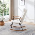 thumbnail image 4 of BISHE Modern Adjustable Headrest Pillow Rocking Chair,Upholstered Glider Rocker Chairs with High Backrest,with Armrests,Living Room,Bedroom,Balcony,Easy to Assemble,White, 4 of 10