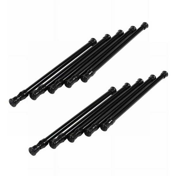 Paquete de 10 Barras de Alacena Barra de Tensiones Barra de Cortina de Primavera para DIY Proyectos,Ancho Extensible,11.81 A 20 Pulgadas (Negro)