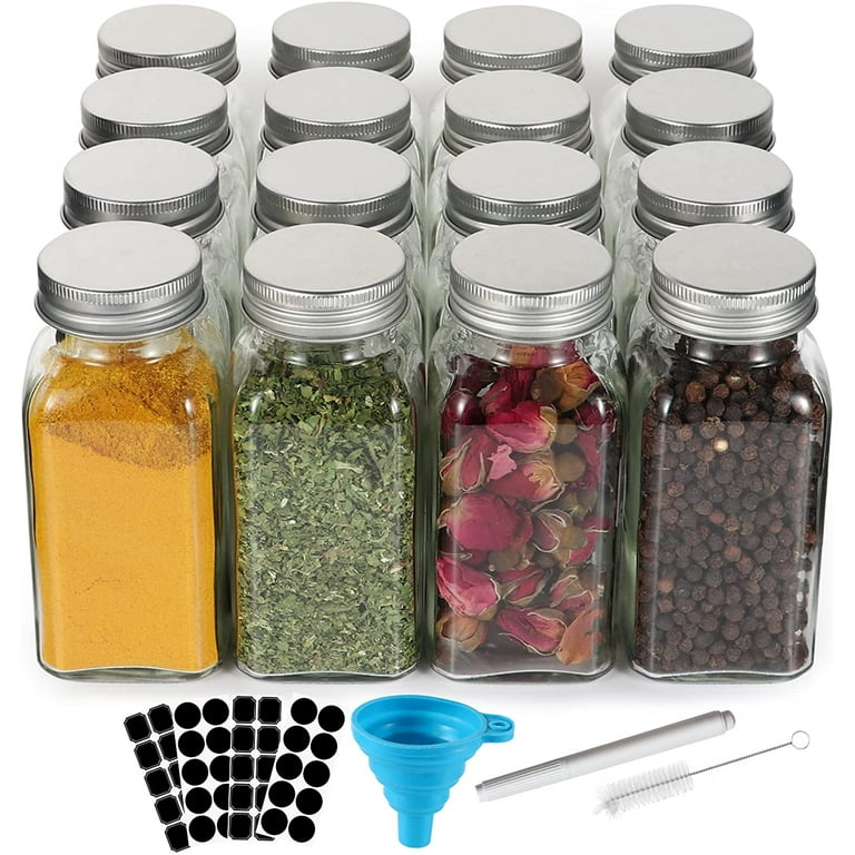 Spice Jars With Label 8oz 16pcs 8oz Glass Spice Jars With Shaker Lids  16pack squ