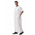 thumbnail image 2 of Gamivast Mens Short Sleeve Shirts Embroidery Zip Neck Kaftan Robe Dress Shirts Muslim Fashion Thobe Jubba Casual Shirts Loose Fit Summer Prayer Wear, 2 of 7