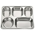 thumbnail image 1 of 1pc Stainless Steel Divided Plate Rectangular 5 Sections Food Serving Tray, 1 of 6