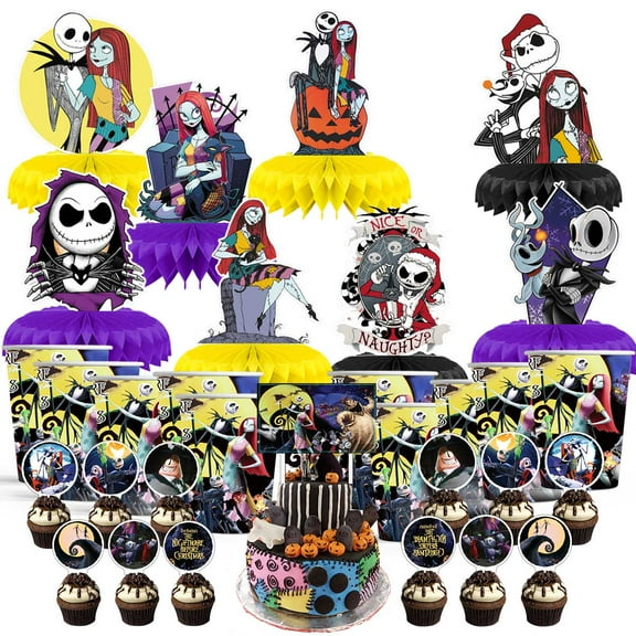 Nightmare Before Christmas Party Supplies Decor Cups Fans Decorations Honeycomb Centerpieces Cake Toppers