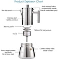 thumbnail image 2 of Diego Plaque à Espresso, Cafetière Italienne en Acier Inoxydable, Cafetière Moka, Compatible Induction, 2 of 5