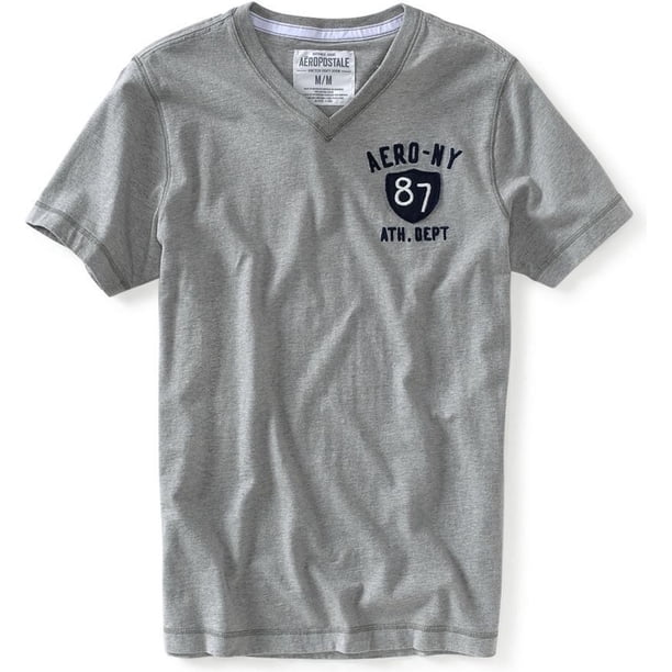 Camiseta gráfica con Manga bordada Aero 87 Aeropostale gris grande