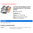 thumbnail image 2 of Left Driver Side Headlight Assembly - Compatible with 2012 - 2021 Nissan NV1500 2013 2014 2015 2016 2017 2018 2019 2020, 2 of 2
