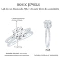 thumbnail image 6 of Rosec Jewels Lab Diamond Solitaire Ring 2 Ct - Classic Engagement Ring - 8 mm - EF-VS Grade, 14K White Gold, US 12.50, 6 of 9