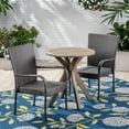 thumbnail image 3 of GDF Studio Martinique Outdoor Acacia Wood and Wicker 3 Piece Bistro Set, Gray, 3 of 13