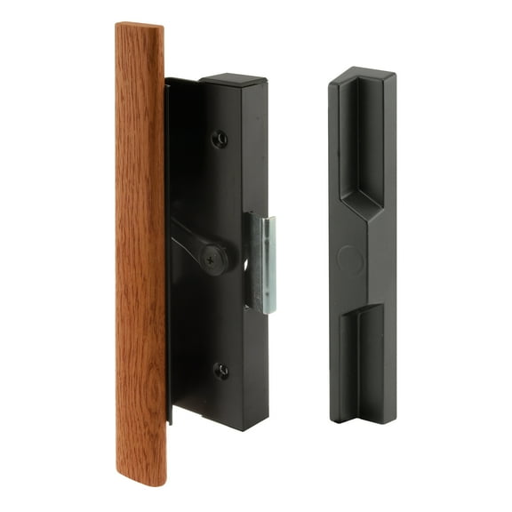 Black Diecast Sliding Door Handle with Wood Handle (Single Pack)