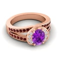 thumbnail image 3 of Diamond-Capitals 2.35 Carat Oval Cut Amethyst & Garnet Gemstone Sparkle Wedding Ring for her Solid 18K Rose Gold Size 9.5, 3 of 8