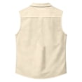 thumbnail image 5 of Mens Summer Shirt Button Down Breathable Collared Sleeveless Top Casual Lightweight Cotton Linen Tank Tops Dressy (3XL,Beige), 5 of 9