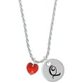 thumbnail image 1 of Delight Jewelry Red Crystal Heart Silvertone Script Initial Disc - Q - Charm Necklace, 20"+3", 1 of 4