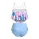 thumbnail image 2 of Imprimir hojas volantes rayas con tiras más el tamaño de baño tankini Rosegal Camisetas tallas grandes, 2 of 5