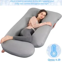 TOPCHANCES Pregnancy Pillow, J Shaped Full Body Maternity Pillow for Side Sleeping with Removable Cover, 145x70cm, Gray