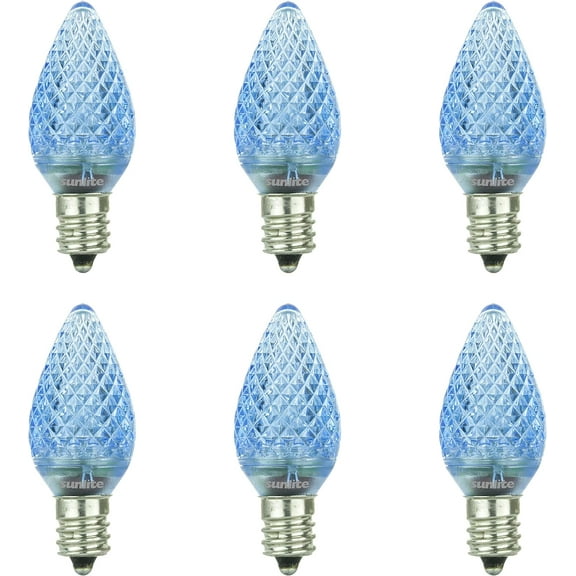 Diodesy C9 Blue LED Christmas Light Bulb - Shatterproof Holiday Lighting Outlet Faceted, 0.4 Watts, 1-3 Lumens with E17 Intermediate Base for Indoor and Outdoor Use
